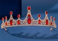 Vintage gold crown headband with sparkling red crystals and white rhinestones - Gold Red