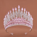 Couronne de mariée argentée scintillante avec cristaux roses et clairs pour mariages - Argent / Rose