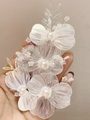 Cerchietto da sposa fatto a mano con fiori bianchi e foglie in metallo dorato - Argento