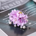 Fliederfarbene Blumen-Haarnadel mit Perlen und Retro-Metallgabel für Hanfu-Frisuren - Lila (GZ1524)