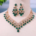 Elegant bridal jewelry set with emerald green crystals and rhinestones for weddings - Green Rhinestone Beaded