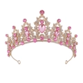 Corona da sposa barocca con cristalli rosa e montatura in metallo dorato per nozze - Oro / Rosa