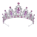 Corona barocca in argento con pietre preziose rosa a goccia e cristalli per la sposa - Base Argento + Strass Viola