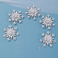 Elegante tiara da sposa in argento con cinque fiocchi di neve in cristallo per acconciature - Argento