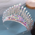 Silberne Brautkrone mit strahlenden Aurora-Borealis-Kristallen und Strass für Hochzeiten - Silber mit bunten Strasssteinen