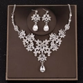 Elegant silver bridal jewelry set with sparkling rhinestones and teardrop crystals - Silver