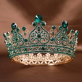 Couronne baroque dorée ornée de strass vert émeraude pour mariages et soirées - Cercle Complet Vert