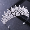 Corona da sposa argentata con strass a goccia e design floreale in lega - Argento (HG212)