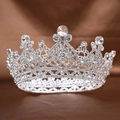 Tiare de mariée argentée élégante avec strass étincelants et design baroque en alliage - Cercle Complet Argent