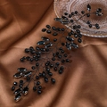 Handmade bridal hair vine with black faceted crystal beads and woven wire design - Black