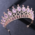 Couronne de mariée en or rose avec cristaux roses en forme de goutte et strass - Base Or Strass Rose (HG212 Rose)