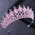 Couronne de mariée élégante avec cristaux roses et cadre en argent pour fêtes - Base Argent Strass Rose (HG614)