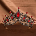 Baroque tiara with red oval rhinestones and black crystals on bronze alloy base - Black Base Red Rhinestone