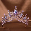 Vintage baroque crown with purple marquise rhinestones and bronze alloy finish - Purple