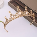 Vintage gouden barok tiara met champagne kristallen en verfijnde holle snijdetails - Champagne