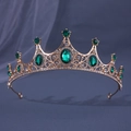 Vintage Barok kroon tiara met smaragdgroene edelstenen en goudlegering voor dames - Goud Groene Zirkonia