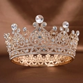 Diadème baroque doré avec des strass étincelants pour mariage et soirée - Cercle Complet Or