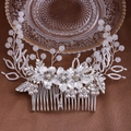 Pettine per capelli da sposa fatto a mano con fiori in lega d'argento, perle e strass - Pettine per capelli argento