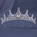 Vintage barokke zilveren kroon met grote ovale strassteen en elegant bloemmotief - Zilver