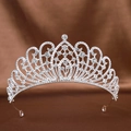 Elegantes silbernes Braut-Tiara mit funkelnden Kristall-Strasssteinen und feinem Schnörkel - Silber