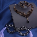 Parure de bijoux mariée collier boucles d'oreilles et masque strass noirs fini doré - Parure Collier Strass Noir Doré Vintage avec Masque (Style 8)