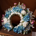 Blumenhaarband mit blau-weiß-rosa Seidenblumen für Hanfu-Styling im Vintage-Stil - Blau Weiß Rosa Pastoral Stil (Stil 3)