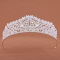 Elegant silver bridal tiara with colorful AB rhinestones and hollow floral patterns - Colorful Zirconia