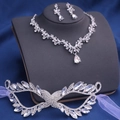 Parure de bijoux de mariée argentée avec collier en strass boucles d'oreilles et masque - Parure Collier Strass Argenté avec Masque (Style 16)