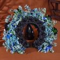 Gothic floral headband with dark blue and black artificial roses for photo shoots - Black And Dark Blue Gothic Style