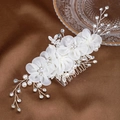 Peigne à cheveux de mariée avec fleurs en gaze blanche, perles et cristaux - Peigne à cheveux