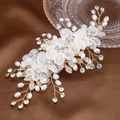 Peigne à cheveux de mariée avec fleurs en résille, perles et cristaux sur fil doré - Or 3