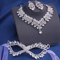 Parure de bijoux de mariée élégante avec collier, boucles d'oreilles et masque - Parure de Bijoux Masque Brillant en Strass (Style 18)