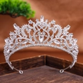 Detailed macro view of the silver Baroque crown with sparkling rhinestones and crystals - Silver