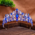 Exquisite silver bridal tiara with deep blue crystals in an intricate palace style design - Silver & Blue