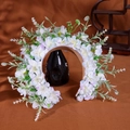 Diadema de estilo étnico con flores de seda blancas, azul claro y violetas elegantes - Estilo Bosque Blanco Azul Púrpura (款式5)