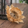 Couronne de lotus dorée pour Hanfu avec détails en filigrane métallique et évidés - Couronne Simple / Doré