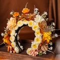 Diadema floral étnica con rosas amarillas cálidas y detalles de orquídeas de bronce - Estilo Corte Vintage Amarillo Cálido (款式6)