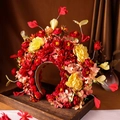 Cerchietto floreale fatto a mano con rose rosse e gialle per acconciature stile Hanfu - Stile di Modellazione Artistica Rosso Giallo (Stile 10)