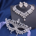 Parure bijoux mariée argentée avec collier strass perles et accessoire masque papillon - Parure de Bijoux Masque Papillon en Perle Artificielle (Style 26)