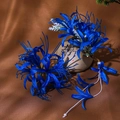 Blauer Lycoris Haarchlip mit langen Seidentasten und Perlen für Hanfu-Styling - Blau Haarclip Und Quaste Haarnadel / Blau