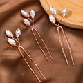 Σετ 3 τεμαχίων νυφικές φουρκέτες rose gold με κρύσταλλα σε σατέν φόντο - Ροζ χρυσό Λευκό