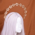 Golden laurel leaf crown headband with metallic olive branch design and pearl accents - Gold Laurel Leaf Style (款式1)
