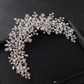 Elegant silver vine bridal headband with sparkling rhinestones for wedding hair styling - Silver