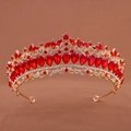 Barocke Vintage Brautkrone mit Goldlegierung und großen roten Tropfenkristallen - Rot