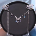 Set gioielli capelli farfalla viola stile antico con perle e nappe lunghe da donna - Clip per Capelli Farfalla Perla Nappina (Stile 3)