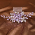 Peigne à cheveux de mariée avec cristaux violets, perles blanches et fil doré élégant - Bandeau / Violet