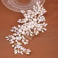 Pettine per capelli da sposa fatto a mano con filo dorato, perle e strass lucidi - Diamanti colorati