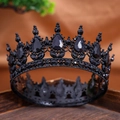 Vintage Gothic Krone in Schwarz mit geschliffenen Edelsteinen und Kristallen für Hochzeiten - Schwarz