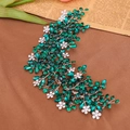 Bridal hair comb with emerald gemstones and sparkling rhinestones for wedding styling - Green with Gold Thread