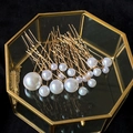 Elegante bruidshaarspeldenset met parels en gouden U-vormige clips voor bruidskapsels - Goud